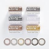 カラコン アンヴィ envie 1month 【メリムグレー】2枚入り UVカット カラーコンタクト 1ヶ月 monthly 度あり 度なし 14.2mm（メリムグレー／-9.50）