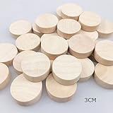 Mamimami Home 天然木製ビーズ ラウンドフラット 穴なし ウッド チップ 30x8MM DIY アクセサリー 30個 「BPAフリー」