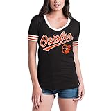 Baltimore OriolesレディースS / S Vネックベビージャージー XS ブラック