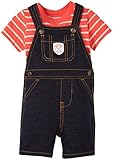カーターズ carter's 男の子用赤ソフトデニムLITTLE CUTE CREWショートオールお出かけ用上下2点セット (24m... [並行輸入品]
