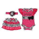 Gold treasure ベビー　女の子 ロンパース スカート3点　セット ヘッドバンド ローズ・レッド年齢 3-24ヶ月