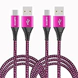[1.5m 二本] USB Type C ケーブル【3A急速充電 QC3.0】高速データ転送 タイプc 充電ケーブル 高耐久ナイロン編み USB-A to USB-C ケーブル スイッチ, Xperia XZ3 XZ2 XZ1 XZ, Galaxy note 10 9 8 S10 S9 S9+ S20 A20 A21, GoPro Hero 5/6, LG等type-c機種対応 グレー紫