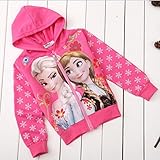 アナと雪の女王　子供　フード付き　パーカー　キッズ　トレーナー　上着　part1 (110, ローズ) [並行輸入品]