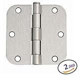 Dynastyハードウェアドアヒンジ5 / 8 "半径コーナー、サテンニッケル 2 Pack DYN-58-3.5x3.5-US15-2PK