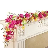 カラフルなWildflowers and Berries 5 ft人工ガーランドピンクで、黄色とオレンジ