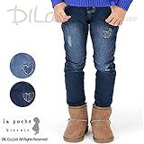 (ラポシェビスキュイ) La poche biscuitストレートデニムパンツ/ 冬 ストレッチ パンツ 100 ブルー