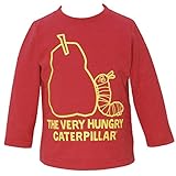 2016年 秋冬 はらぺこあおむし ナシ線描きプリント 長袖Ｔシャツ THE WORLD OF ERIC CARLE レッド◇95cm