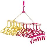 VALEUR カラフルチャイルドハンガー こども ハンガー 10連 折りたたみ キッズ 出産祝い (ピンク＆イエロー)