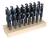 Chicago Latrobe 190F High-Speed Steel Reduced Shank Drill Bit Set With Stand, Black Oxide, Round Sha