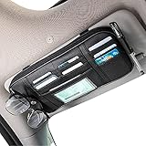 OKAHITA 車 サンバイザーポケット 車用 小物入れ ケース 多機能 ポケット 車載 大容量 バイザーポケット カード メガネ ペン スマホ 収納サンバイザーケース ブラック