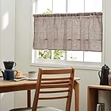 [ベルメゾン] カフェカーテン 洗える フレンチ リネン 小窓カーテン ベージュ 幅約60×丈70