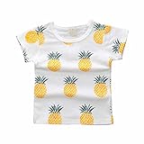 YideaHome 子供服 ベビーTシャツ 半袖 男の子　女の子　キッズ パイナップル柄 クルーネック 薄い カジュアル プライマーシャツ