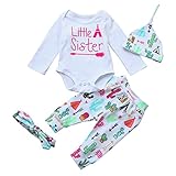 Karchi女の子 ベビー服 長袖 　丸ネック 落書きサボテン　4点上下セット　カジュアル　上着＋パンツ＋フード＋ヘアバンド　シンプル　970CM－80CM－90CM－100CM（0ヶ月－24ヶ月）秋