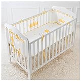 ベッドガード ベッドレール メッシュ 通気性 4シーズン使用可能 四方タイプ ベッドバンパー 取り付け便利 可愛い 140x70cm以下のベビーベッドに適合 (イエロー)