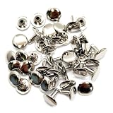 両面 カシメ 12ｍｍ ×12ｍｍ シルバー 20組 レザークラフト 金具 手芸 ハンドメイド パーツ スタッズ リベット (シルバー20組)