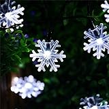 Fashionbuy LED ソーラー ストリングライト 太陽発電イルミネーション ソーラー充電式 アウトドア ガーデン 装飾 クリスマス 屋外 防水 飾りライト (雪花-White)