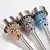 ステンドグラス風 ガーデンライト LED ソーラー 自動点灯 3色