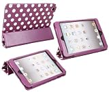 iTALKonline PADWEAR ADVANCED Executive PURPLE WHITE POLKA DOTS Wallet Case Cover Stand With TRI-FOLD