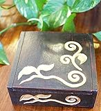 アジアン 雑貨 バリ ♪リーフ柄ＢＯＸ（正方形）Ｓ♪ おしゃれ インテリア エスニック 小物入れ 木箱 エスニック