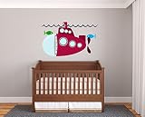 潜水艦魚ベビールームパーソナライズColors Kid 's Childs保育園壁デカールステッカービニール 27''x17''(Small)