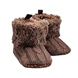 Nice Days（ナイス　ディズ）　ベビーシューズ　秋冬防寒ニットブーツ　室内 プレゼント　出産お祝い (12, ブラウン)