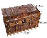 Aoakua 海賊木箱 アンティーク宝箱 大サイズ （横幅約45cm）