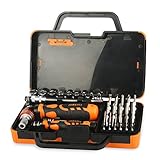 プロ用 精密ドライバーセット 31点 修理用 ツールキット ラチェットハンドル ビット16種類 ソケット9種類 キャリーケース付