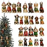 犬のアドベントカレンダー2025,2dアクリル犬の装飾、24日間の犬のクリスマス装飾品、かわいい犬のペンダントアドベントカレンダーツリー在宅ホリデーウィンドウドアウォール