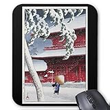 川瀬巴水『 芝 増上寺 』のマウスパッド：フォトパッド（ 浮世絵シリーズ ） (黒地（縦位置）)