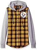 NFL Pittsburgh SteelersレディースNFLレディース軽量フランネルフード付きジャケット、小さな