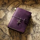 Percy’s Caravan トラベルノート レザー 手帳 日記 スケジュール帳 リフィル交換可能 旅行記 収納ポケット付き カードフォルダー付き (パープル)
