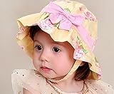 Rush.C ファッション 小物 帽子 ツバ付き かわいい リボン キッズ ブルー ピンク イエロー 【Rush.Cオリジナルハンカチセット】 B88 (イエロー)