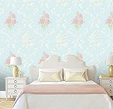 Ayzr 3 次元立体欧州の不織布壁紙、壁紙、リビングルーム、ベッドルーム、ベッドルーム、牧歌的な壁紙、青