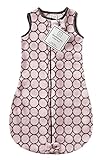 SwaddleDesigns Sleeping Sack with 2-Way Zipper, Cozy Brown Mod Circles on Pastel Pink, 3-6MO