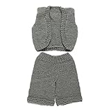 Zhhlinyuan 寝相アート ベビー服 Newborn Baby Boy Girl Costume Crochet Outfits Photography Props Vest+Pants (0-