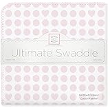 【並行輸入品】Swaddle Designs オーガニックコットン究極のおくるみブランケット 水玉&ハート パステルピンク SD-068PP