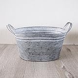 ブリキ製 植木鉢 ウーノ GMオーバル 30.5x22x16cm 穴有り 2個入り