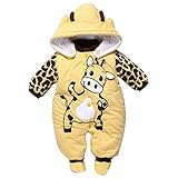SODIAL(R) ニュー秋冬服セット　カートゥーン動物スタイル　コットンパッド入りベビーロンパース　牛ウォームズベビースーツ-イエロー　90cm(7-9M)