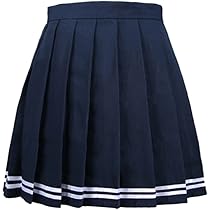 制服コスプレ　プリーツスカート＆紺ソ Amazon.co.jp: [FUPUONE] 制服スカート 長め 紺 白ライン 女子