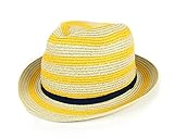 GRIN BUDDY Kids Border Tify ペーパーハット ボーダー柄 [全３柄/54cm/麦わら/キッズ] (イエロー)