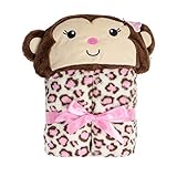 Baby Grear Baby Girls Velboa Plush Hooded Animal Buddy Character Full Expanding Blanket With Gift Wr