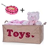 XXL Toy Storage Basket 22 Jute Decorative Self-Standing Organizer Chest Bin with Small Storage Bag G