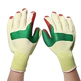 Tivollyff 手袋 作業用 手袋ラテックス手袋安全防護5指磨耗防止ノンスリップ1ペア赤と黄色の鋳造冶金