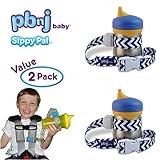 PBnJ Baby SippyPal Sippy Cup Holder Strap Leash Tether (Blue Chevron 2-Pack) by PBnJ Baby
