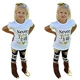 FEITONG 1セットベビー女の子文字プリントTシャツトップス+ロングパンツ カラー: ホワイト