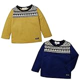 (イエロー/90cm)ベビー服 男の子 Tシャツ 長袖 ジャガード天竺 裾切替 タグ装飾 男児 ベビー