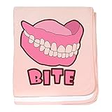 CafePress – False入れ歯歯Bite – スーパーソフトベビー毛布、新生児おくるみ ピンク 04847119786832E
