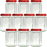 ジャム瓶 S150-6角ST 150ml -10本セット- (（ふた）赤53RTS-D)