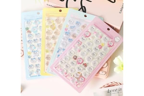 【4枚セット】Kofugs 3dシール 立体シール ぷくぷく キラキラ ごほうび 3D 可愛い 女の子 携帯電話飾り用 手帳用 DIY用 日記帳用 手芸用品 貼り付け可能 No.003
