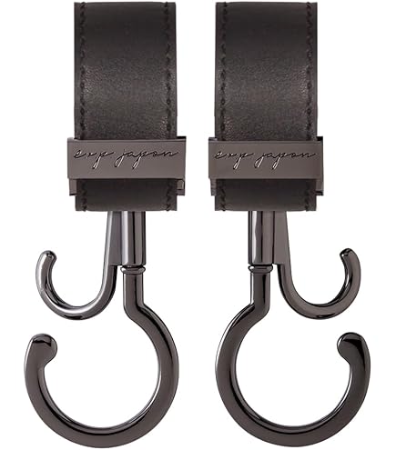 ベビーカー・バギー pinpon Amazon | e.x.p.japon バギーフック BK-合皮ブラック 360度回転 ダブル